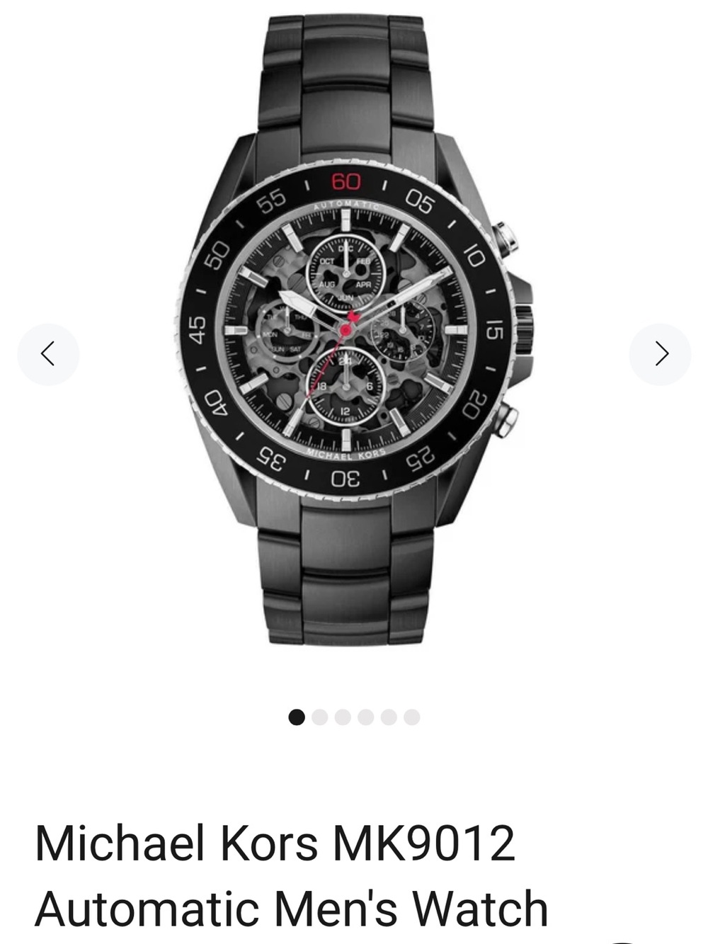Michael Kors Black Automatic Skeleton Dial Chronograph Watch